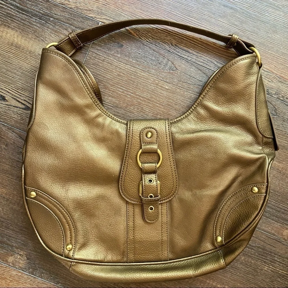 Vintage gold genuine leather Coldwater Creek hobo bag shoulder bag purse bronze